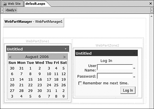 WebPartZone controls can be easily configured using the Common WebPartZone Tasks pop-up.