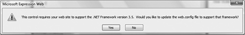 Expression Web 2 can add the necessary information to your Web site to support the .NET Framework 3.5.
