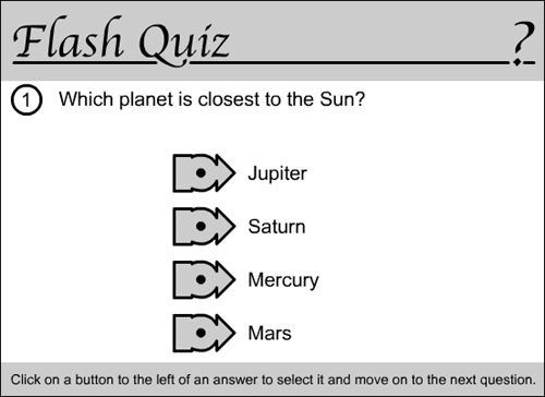The main game frame shows a question and four answers.