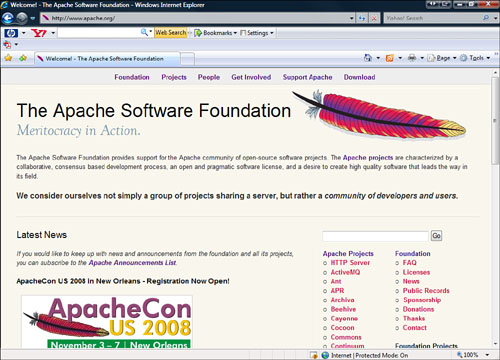 Apache is an example of a free web server. You can find information about it at www.apache.org.