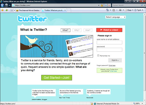 The header part of the Twitter.com page.