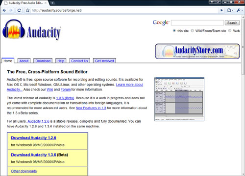 Audacity is a favorite of multimedia web developers.