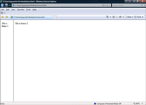 This sample web page uses frames.