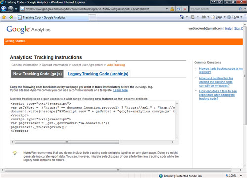 This tracking code is how Google Analytics monitors your website.