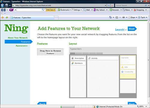 The Add Features to Your Network page.