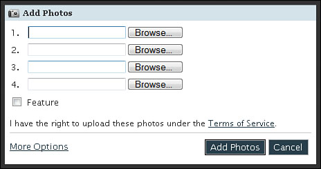 The Add Photos window.