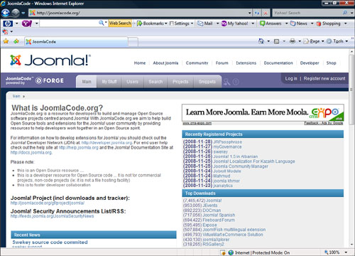 The Joomla download page.