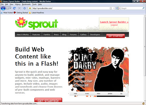 The Sprout home page.