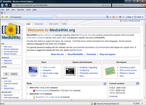 The MediaWiki home page.