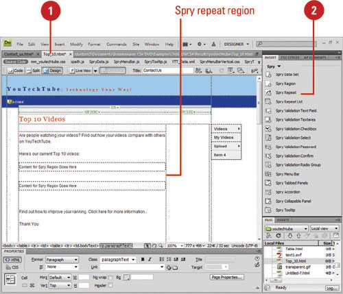 Create a Spry Repeat Region