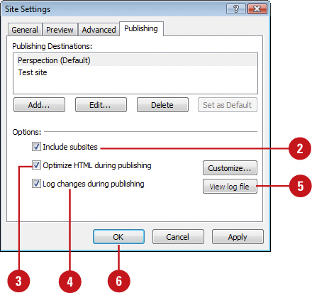 Change Publishing Options