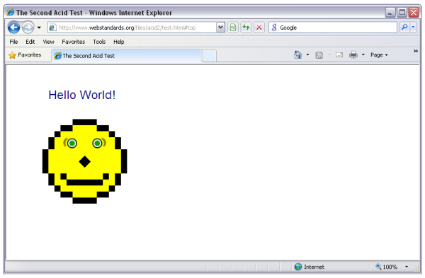 Internet Explorer 8 rendering the Acid2 test correctly