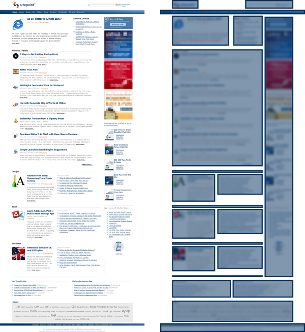 sitepoint.com’s two-dimensional layout revealed