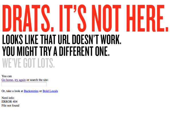 A stylized 404 page from The Bold Italic