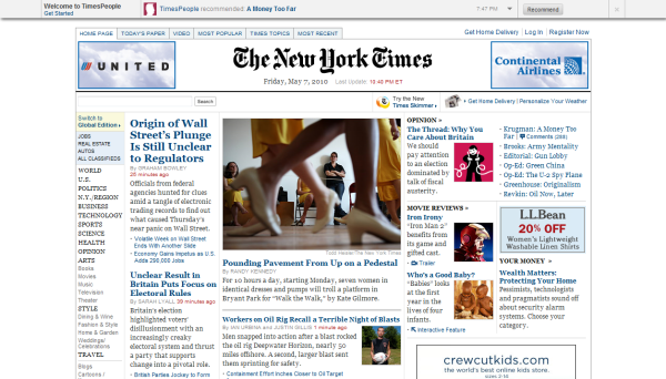 Typographic hierarchy on The New York Times website