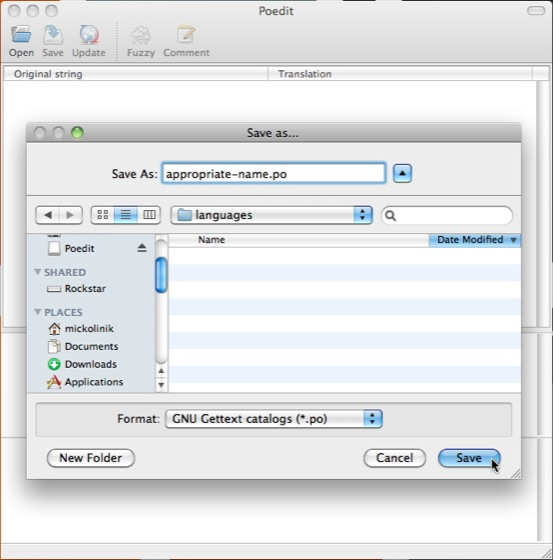 Creating a new .PO file in Poedit .PO files creating with Poedit Poedit creating .POT files