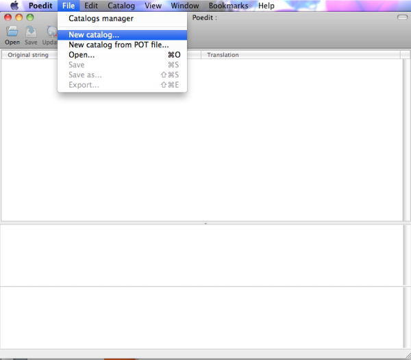Creating a new catalog in Poedit Poedit creating a catalog