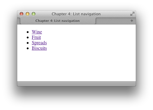 The list before styling with CSS navigation lists as lists as navigation