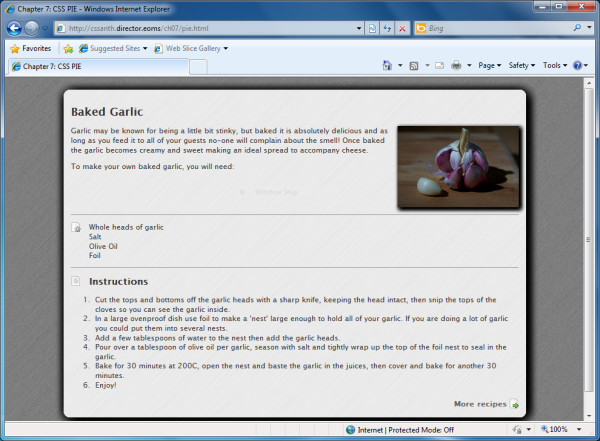 Internet Explorer 8 after adding PIE drop-shadow effect box-shadow property Internet Explorer box-shadow property polyfills PIE PIE (Progressive Internet Explorer) polyfill Progressive Internet Explorer (PIE) polyfill browsers, older shadow effects shadow effects in Internet Explorer