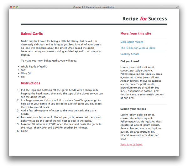 A simple two-column layout layouts two-column columns two