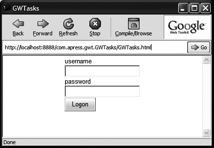 The logon screen in hosted mode