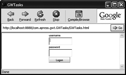 The styled logon panel