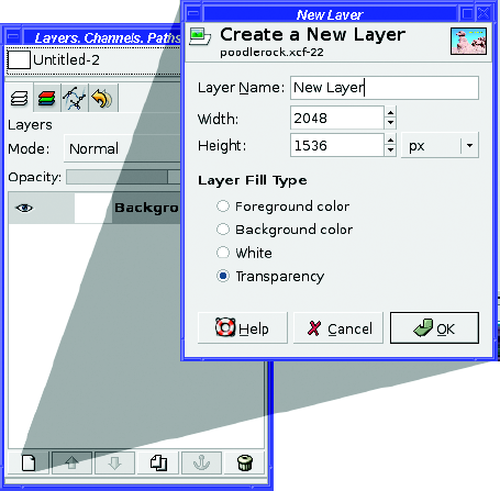 The New Layer dialog