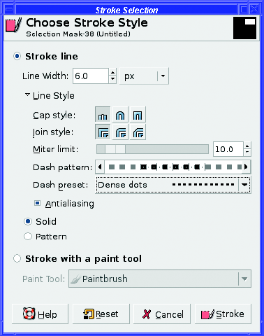 Line styles in Stroke Selection