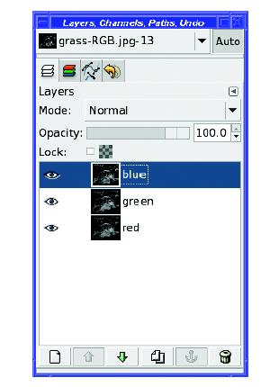 Layers dialog after decomposing to RGB