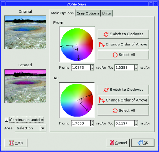 Rotate Colors is an easy way to turn water and sky red.