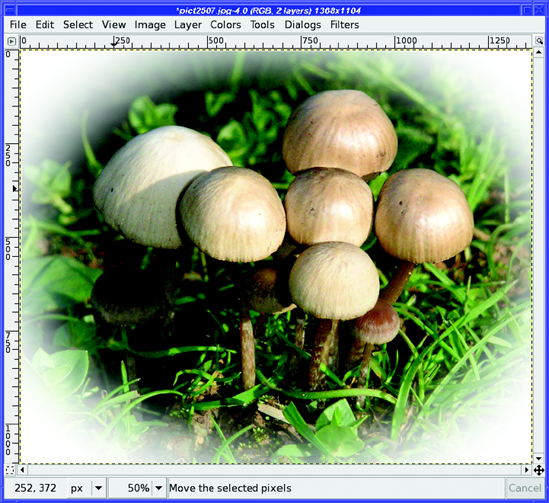 Blur the layer mask to get a more gradual border.