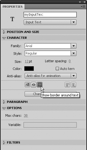 Adding a border to input text