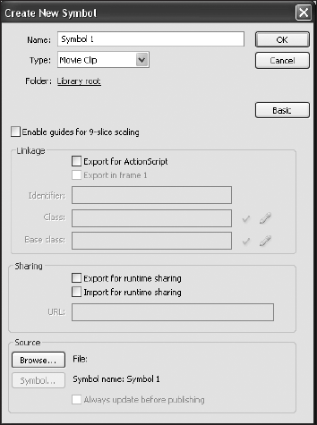 The Create New Symbol dialog box for adding new library assets
