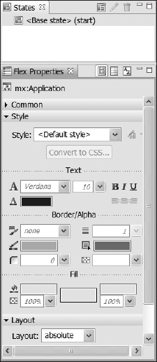The States and Flex Properties panels