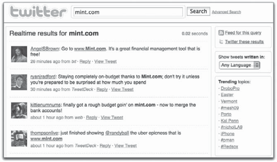 Mint.com results on Twitter Search