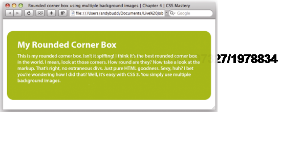 A rounded corner box made using CSS 3 multiple backgrounds