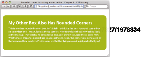 A rounded corner box made using the CSS 3 border-radius property