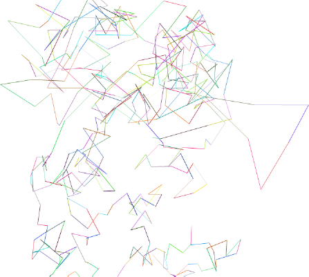 Randomly generated pattern from the LinesInSpaceWithLineSegment example using LineSegments