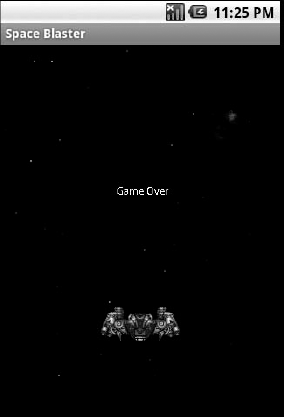 The star field with game sprites