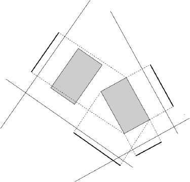 Project the right rectangle onto all four axes.