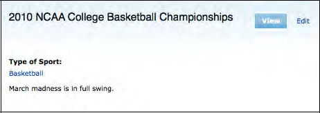A new content item assigned to the Basketball taxonomy term
