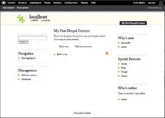 The site rendered in the new theme
