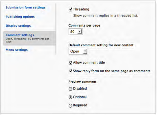 Comment settings