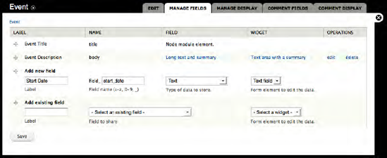 Creating the Start Date field