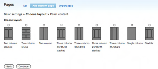 Panel page layout options