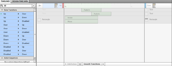 Timelines panel with all transitions selected