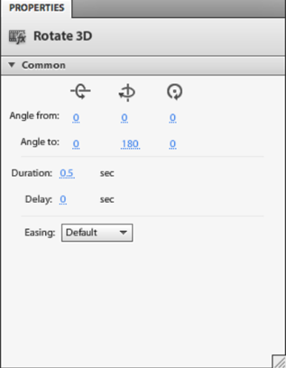 Rotation settings in the Properties panel