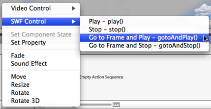 Adding the Go to Frame and Play action to the action sequence