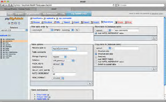 Renaming a database table