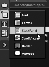 Select the StackPanel tool from the toolbar.
